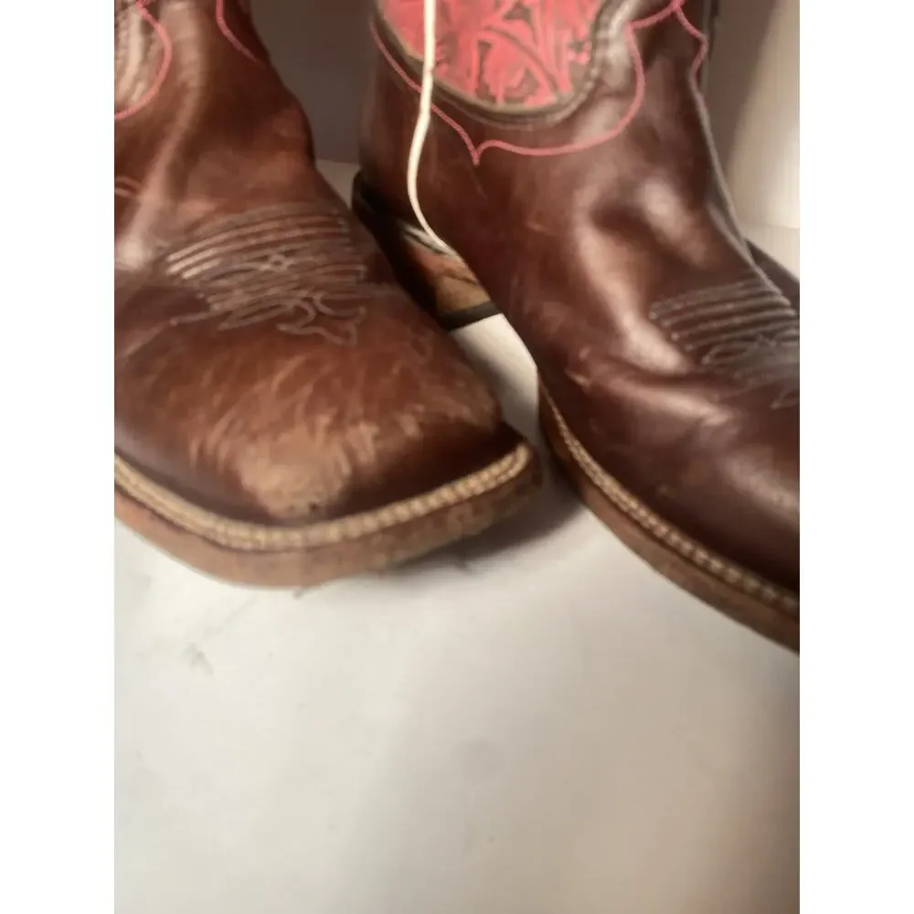 Tony Lama Women’s Western Cowboy Boots Size 10 B Brown Leather Good Condition